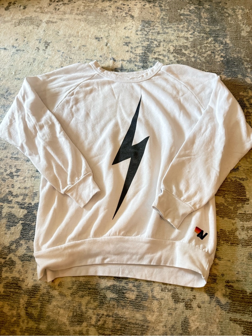 Aviator Nation White Pullover with Black Graphic Detail